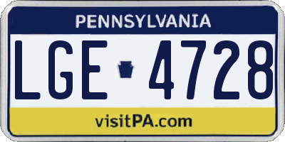 PA license plate LGE4728