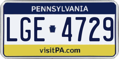 PA license plate LGE4729