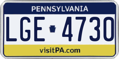 PA license plate LGE4730