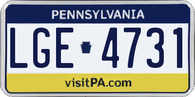 PA license plate LGE4731