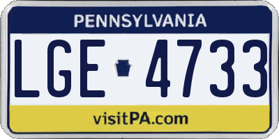 PA license plate LGE4733