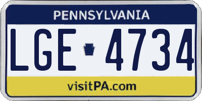 PA license plate LGE4734