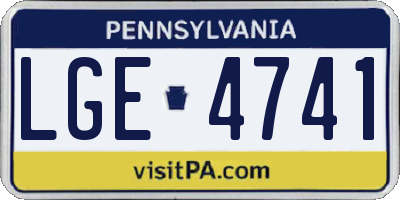PA license plate LGE4741