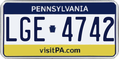 PA license plate LGE4742