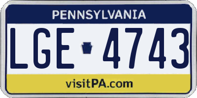 PA license plate LGE4743
