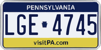 PA license plate LGE4745