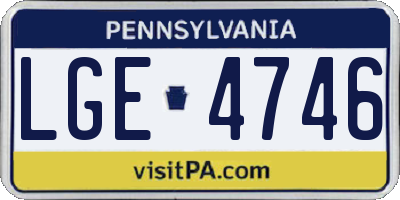 PA license plate LGE4746