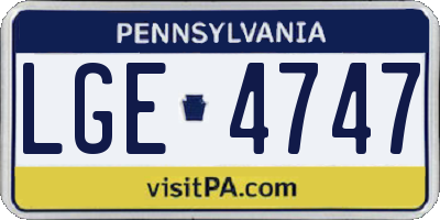 PA license plate LGE4747