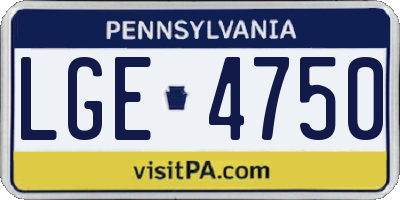 PA license plate LGE4750
