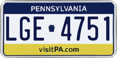 PA license plate LGE4751