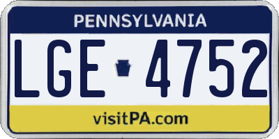 PA license plate LGE4752