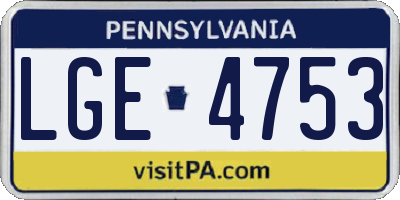 PA license plate LGE4753