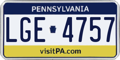 PA license plate LGE4757