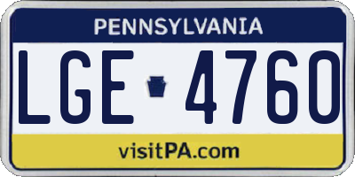 PA license plate LGE4760