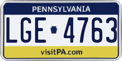 PA license plate LGE4763