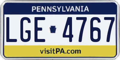 PA license plate LGE4767