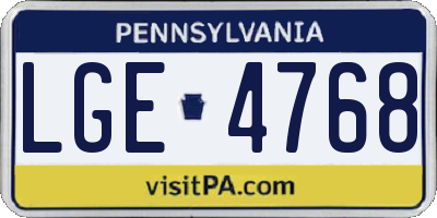 PA license plate LGE4768