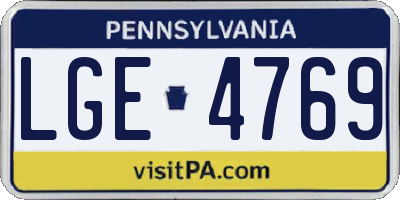 PA license plate LGE4769
