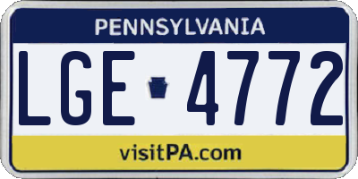 PA license plate LGE4772