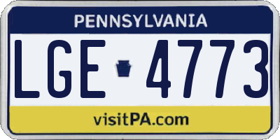 PA license plate LGE4773