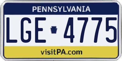 PA license plate LGE4775