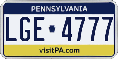 PA license plate LGE4777