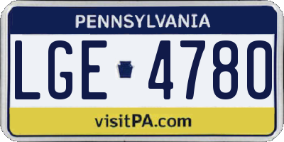 PA license plate LGE4780