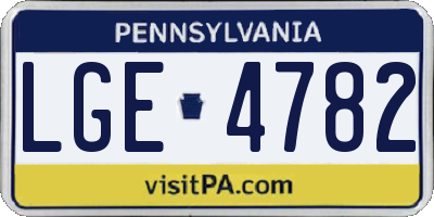 PA license plate LGE4782