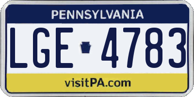 PA license plate LGE4783