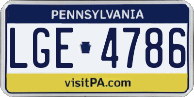 PA license plate LGE4786