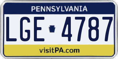 PA license plate LGE4787