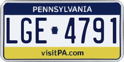 PA license plate LGE4791