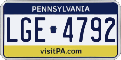 PA license plate LGE4792