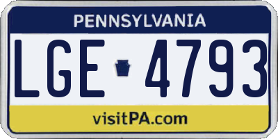 PA license plate LGE4793