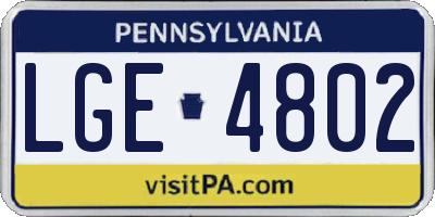 PA license plate LGE4802