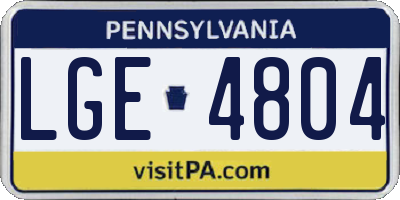 PA license plate LGE4804