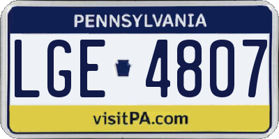 PA license plate LGE4807