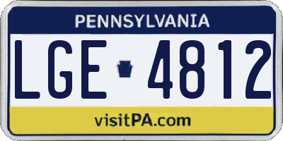 PA license plate LGE4812