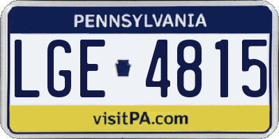 PA license plate LGE4815