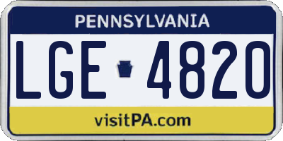 PA license plate LGE4820