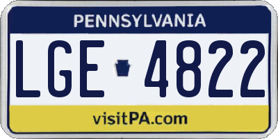 PA license plate LGE4822