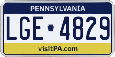 PA license plate LGE4829