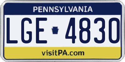 PA license plate LGE4830
