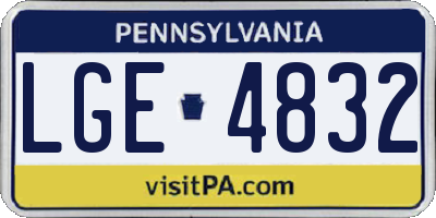 PA license plate LGE4832