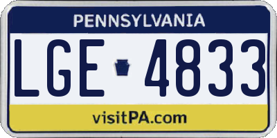 PA license plate LGE4833