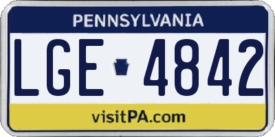 PA license plate LGE4842