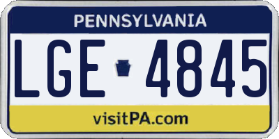 PA license plate LGE4845
