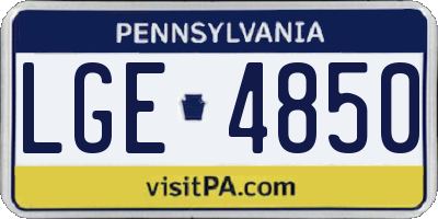 PA license plate LGE4850