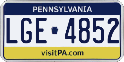 PA license plate LGE4852