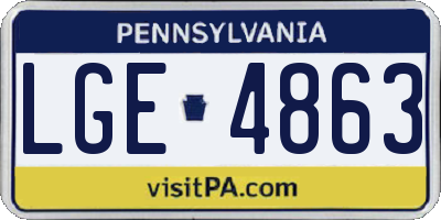 PA license plate LGE4863